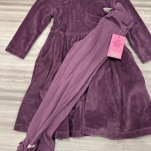 Ruffle Butts Purple Velvet Dress with Tights